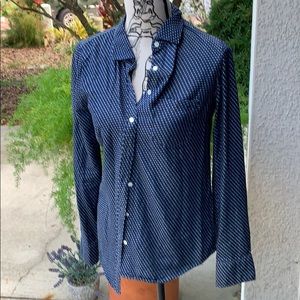 Blue Polka Dot long sleeve cotton blend shirt